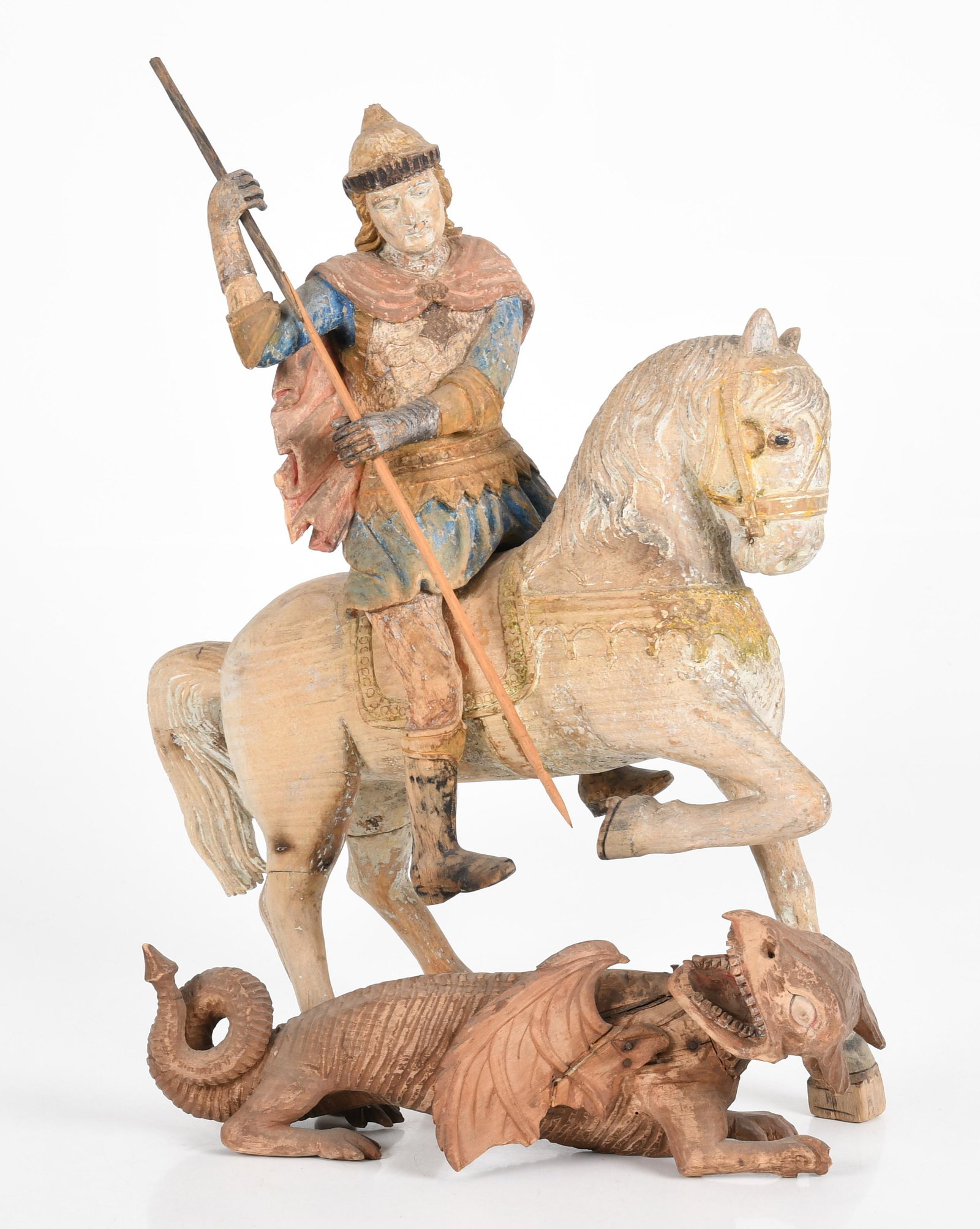 St. George and the Dragon carved figural group (1 of 11)