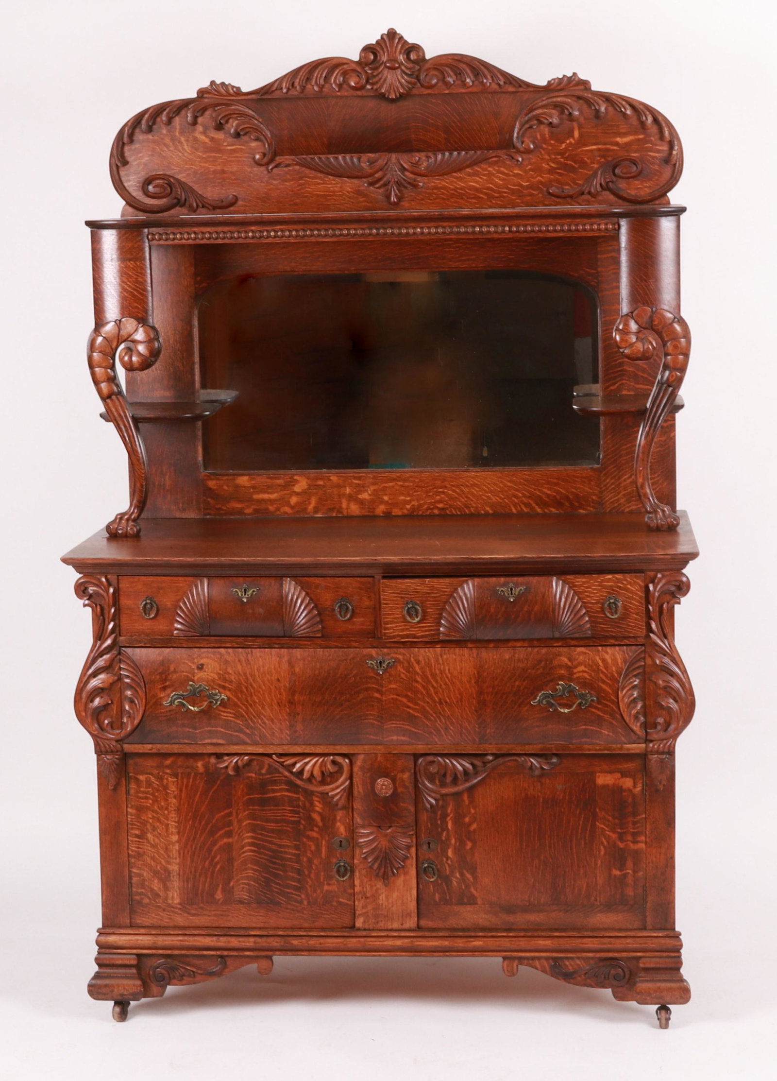 A late Victorian carved oak buffet, 19th century (1 of 13)