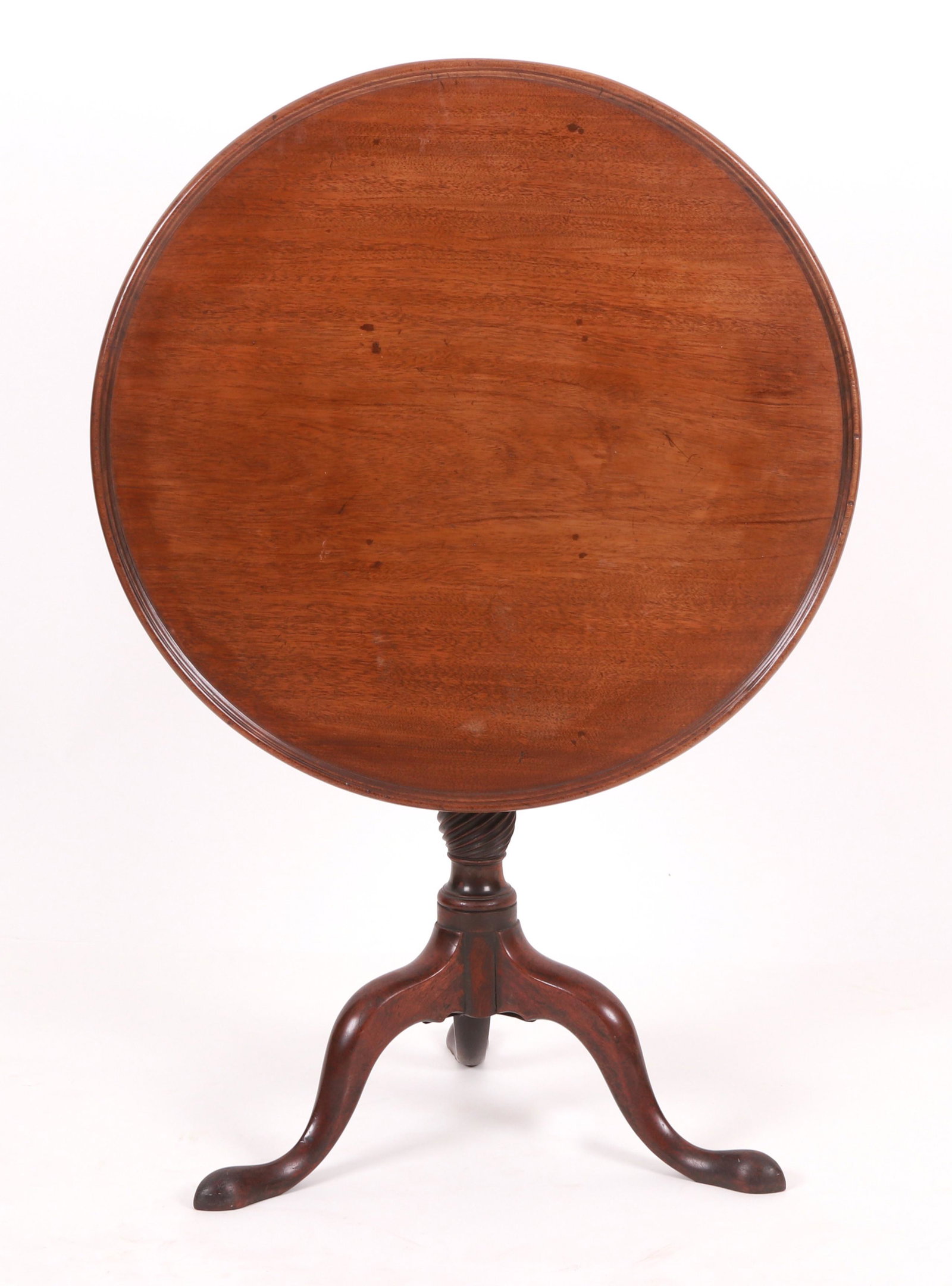 A George III carved mahogany tilt-top tea table (1 of 9)