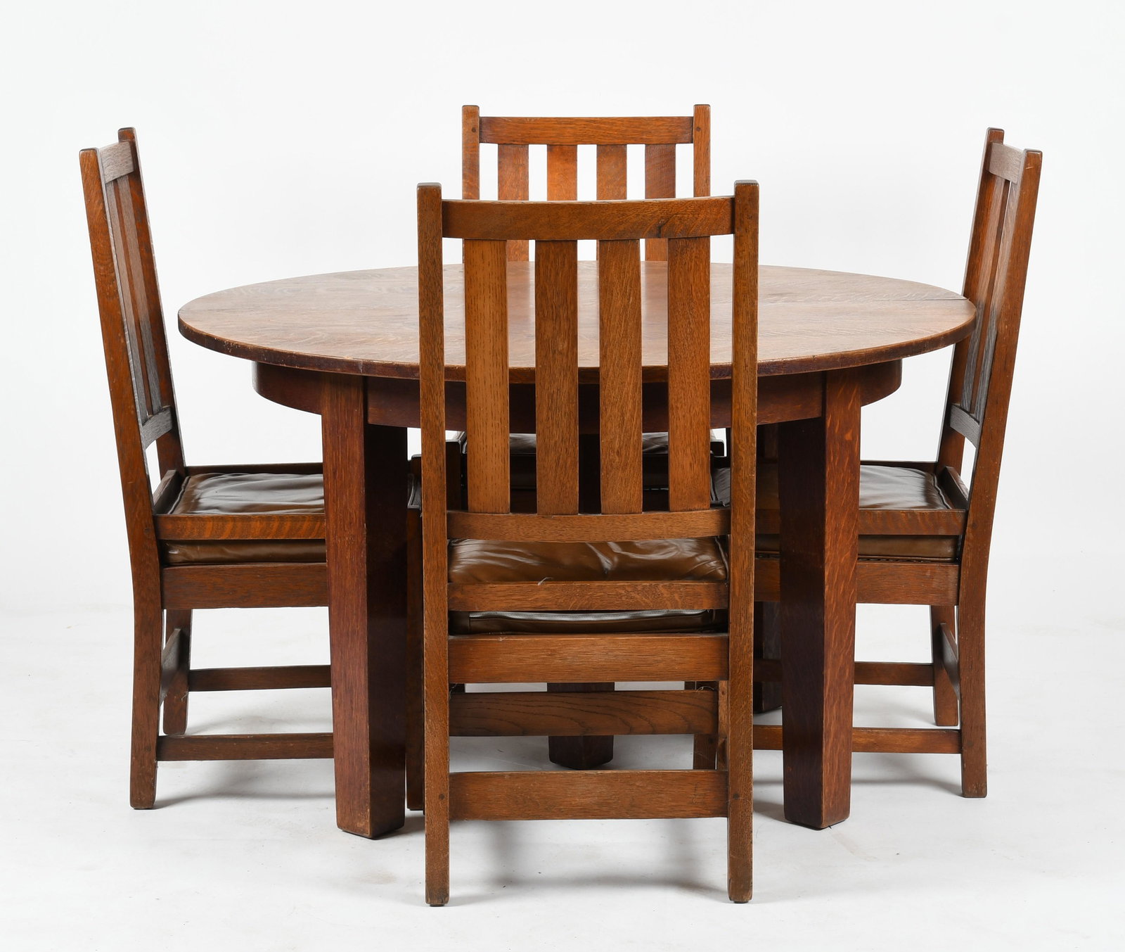 Gustav Stickley oak suite of dining furniture (1 of 13)