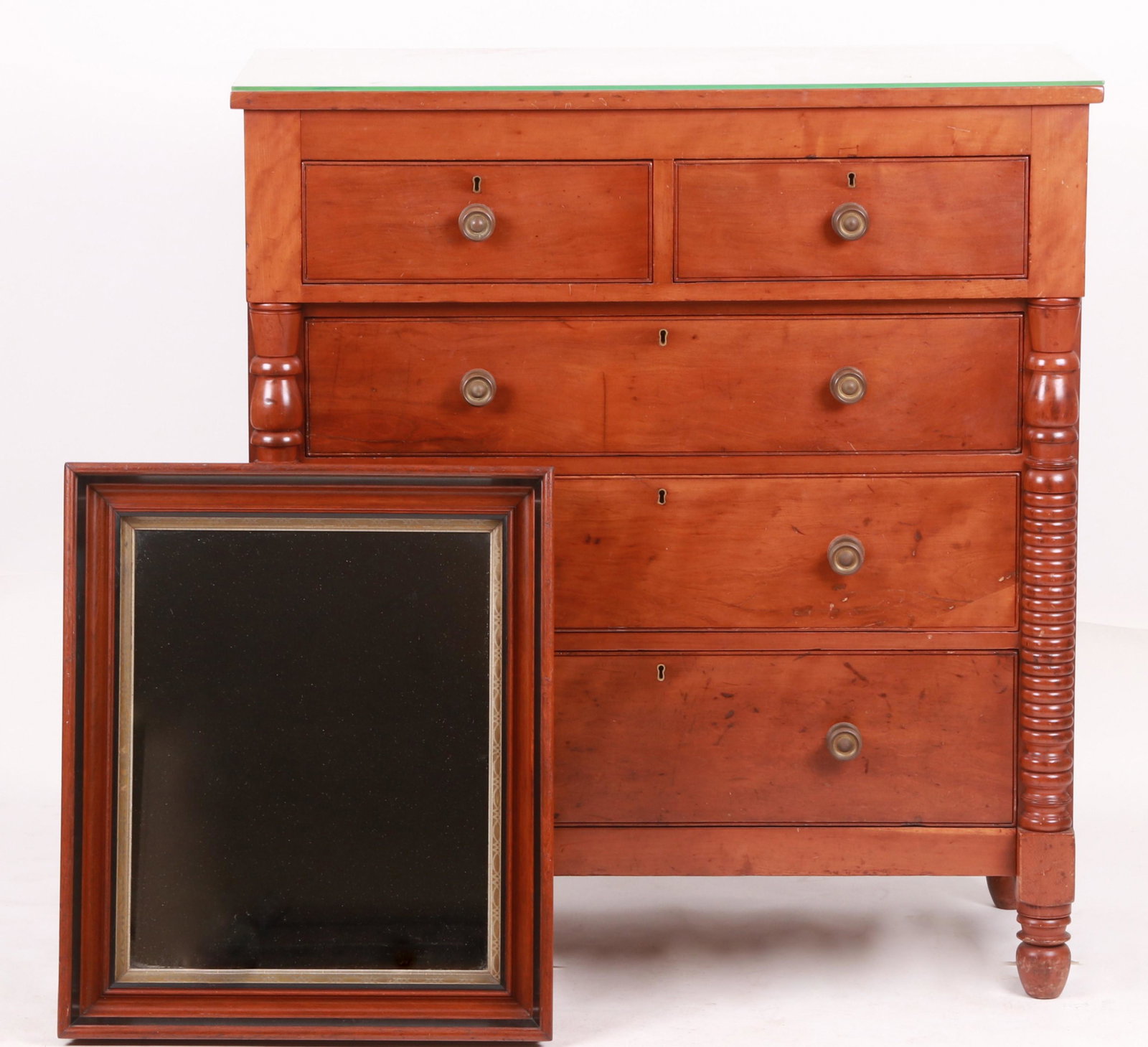 American Sheraton cherry chest of drawers and mirror (1 of 14)