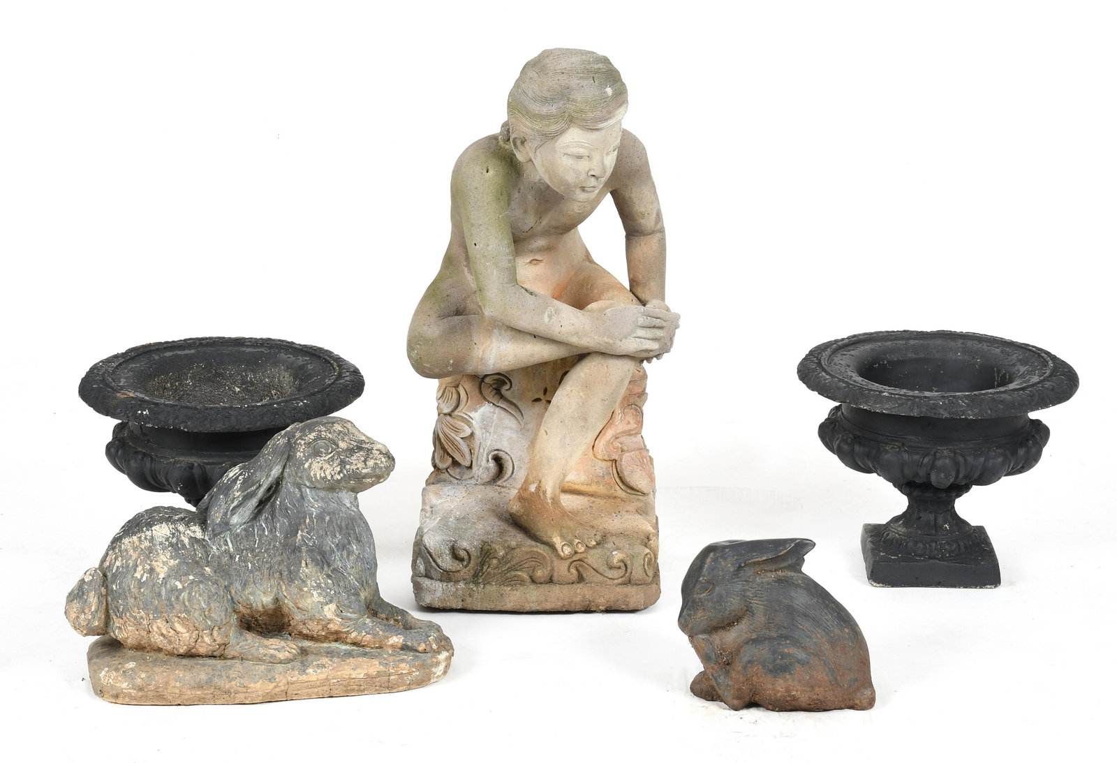 Five cast stone garden decorations, 20th century (1 of 10)