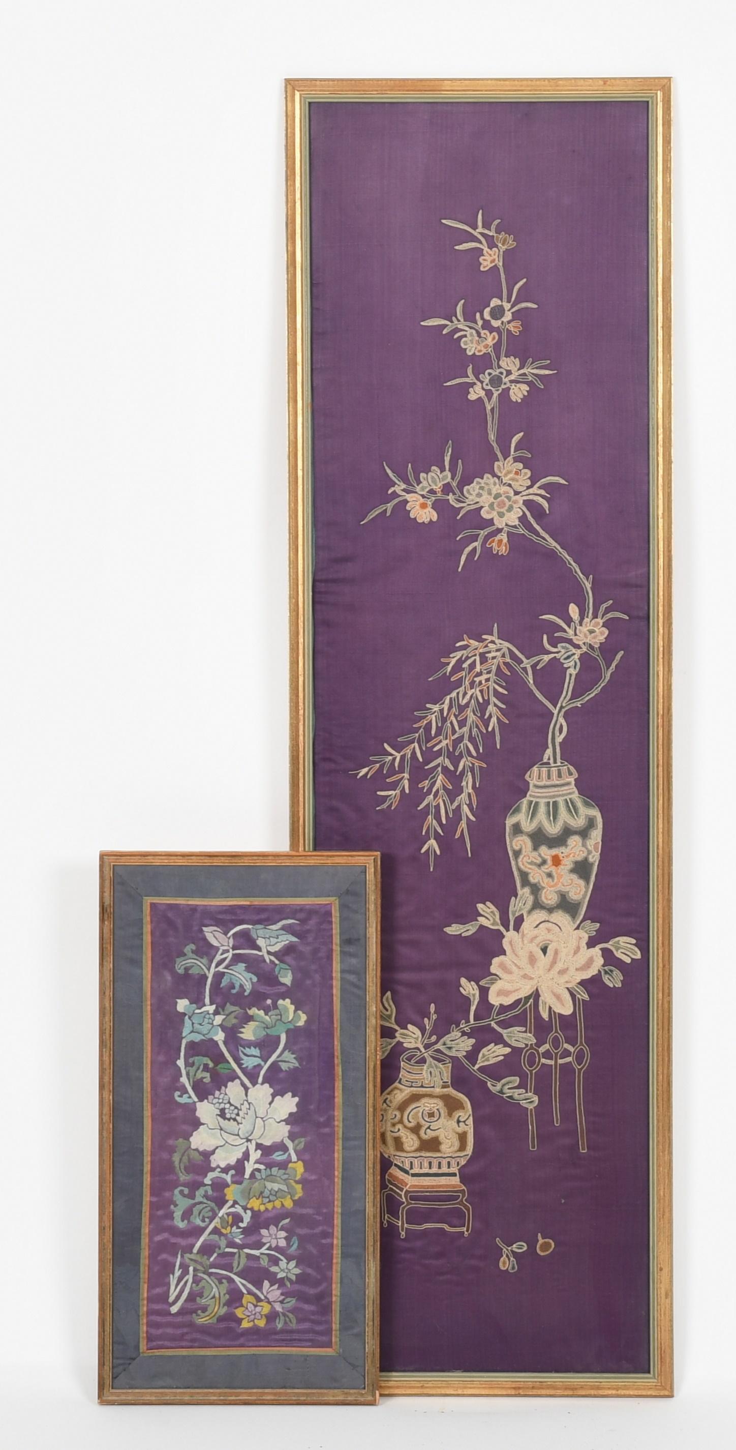 Two Chinese Embroidered Silk Panels (1 of 6)