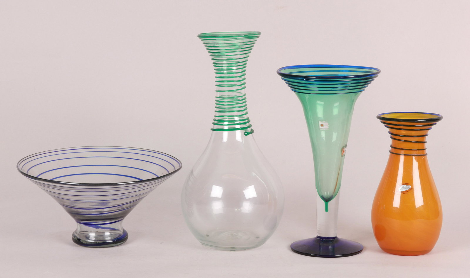 Three Blenko glass vases and a bowl (1 of 11)