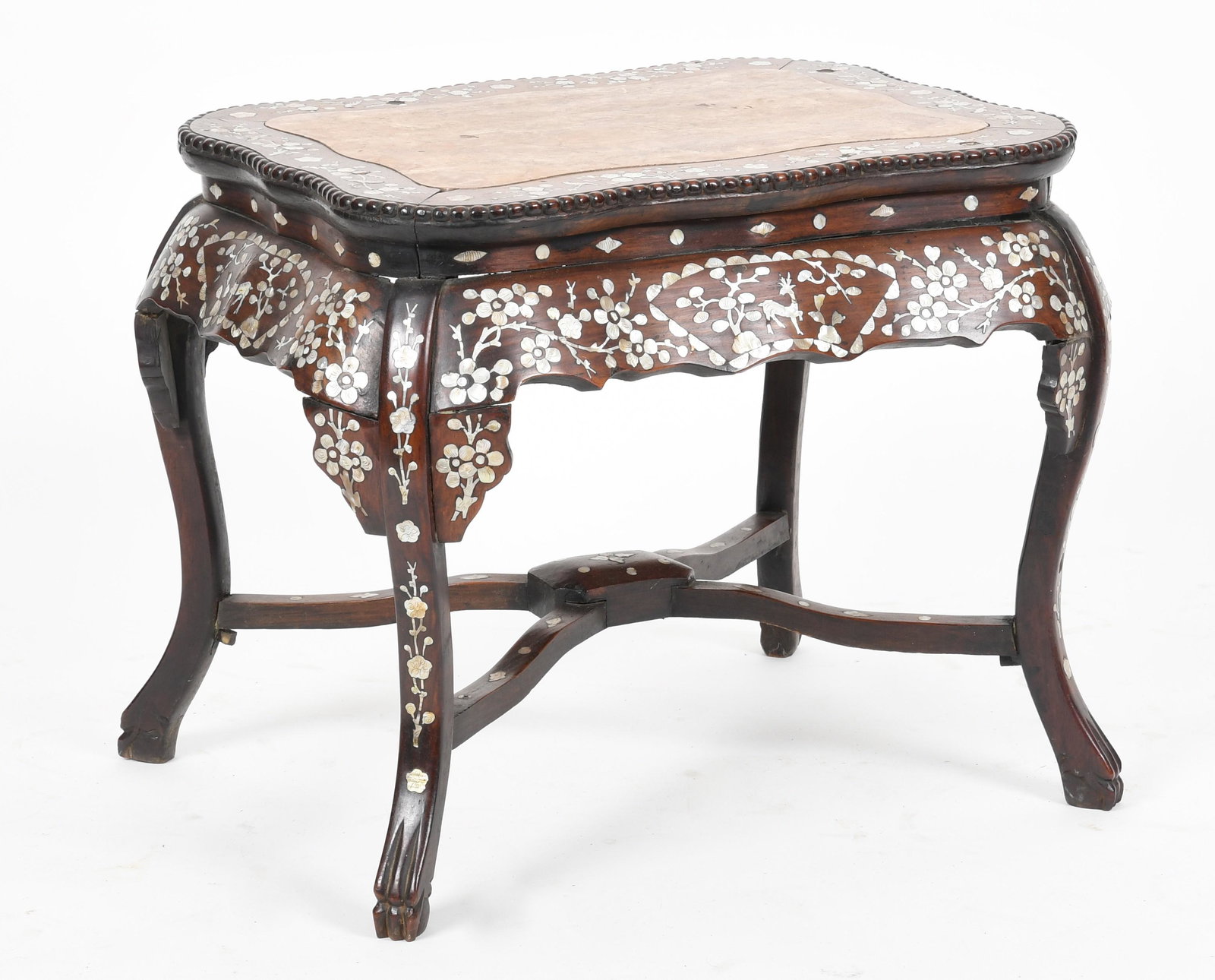 A Chinese Shell Inlaid Carved Hardwood Low Table (1 of 6)