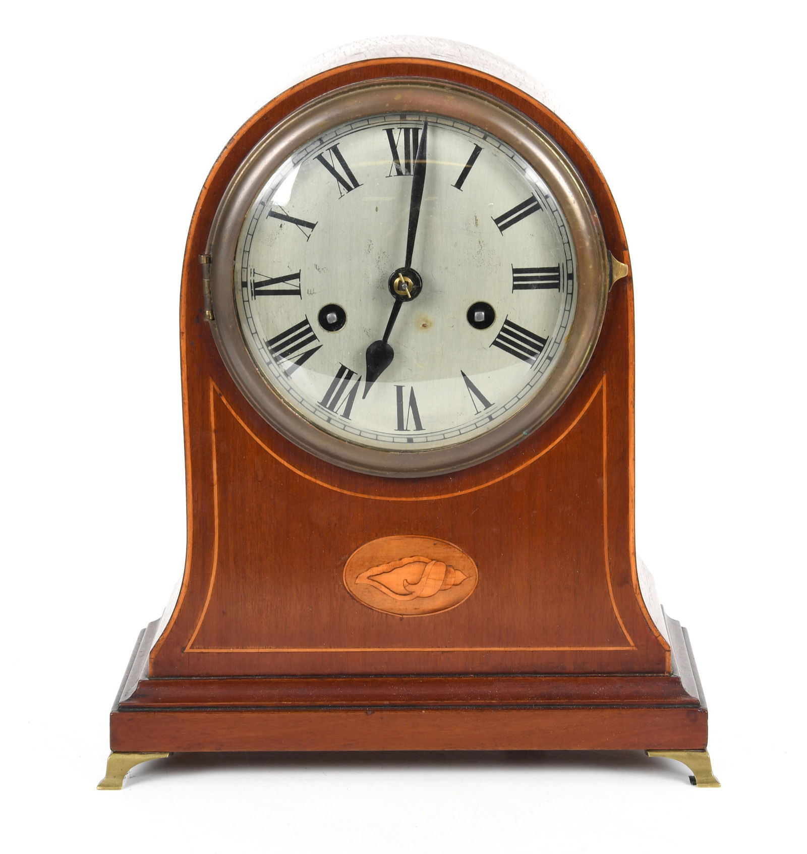George III Style Inlaid Mahogany Mantel Clock (1 of 9)