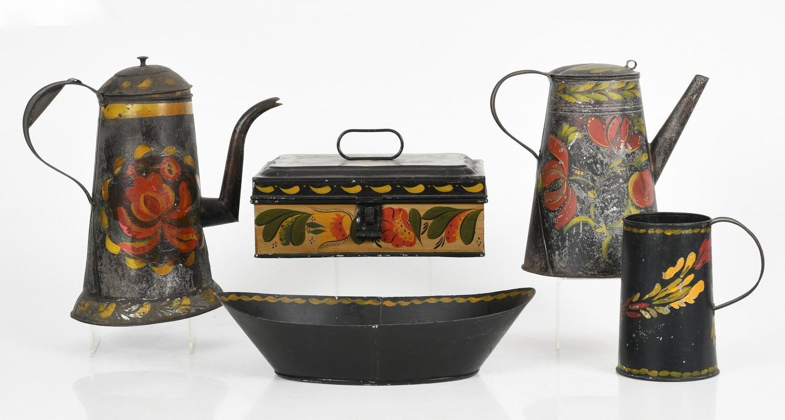 Five Pieces of Floral Painted Toleware (1 of 13)