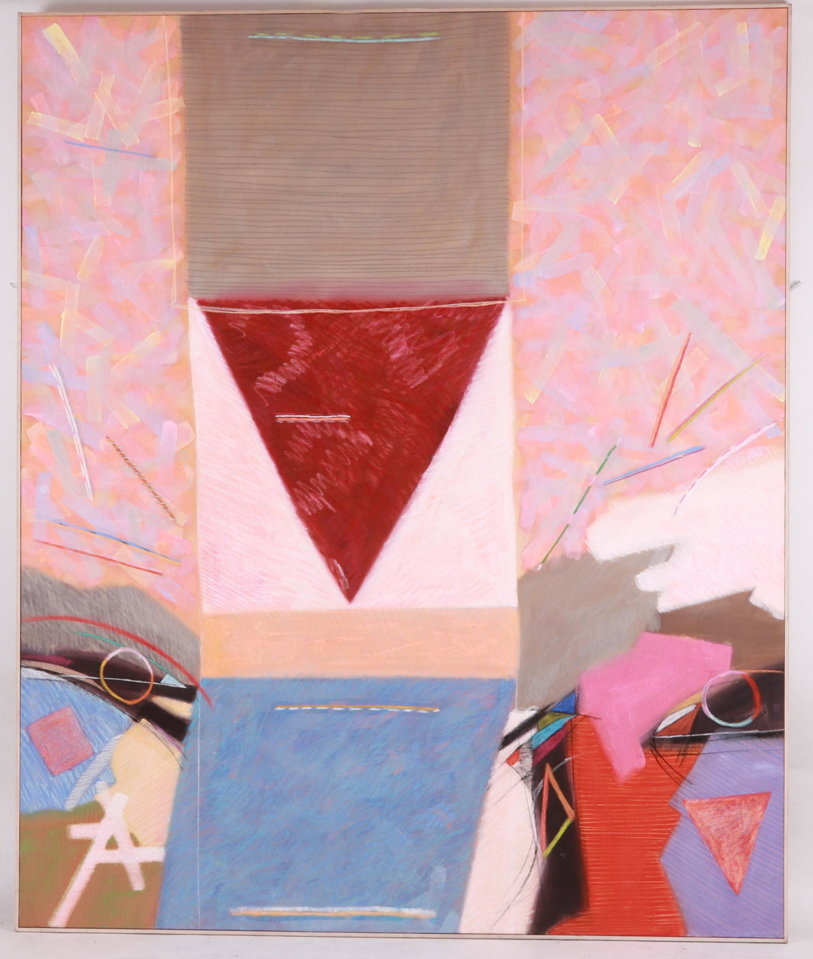 Helen Bershad (American, B. 1934) Japan Passage: Oil on canvas, signed, dated 1983 and titled verso. Helen Bershad's work is devoted to exploring color, form, space, and line as they exist on the surface of the canvas. Considered an abstractionist,