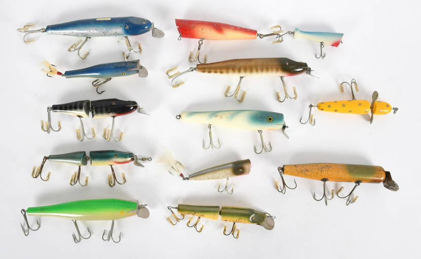 Thirteen Vintage Fishing Lures (0296) on Dec 18, 2022 Locati, LLC in PA
