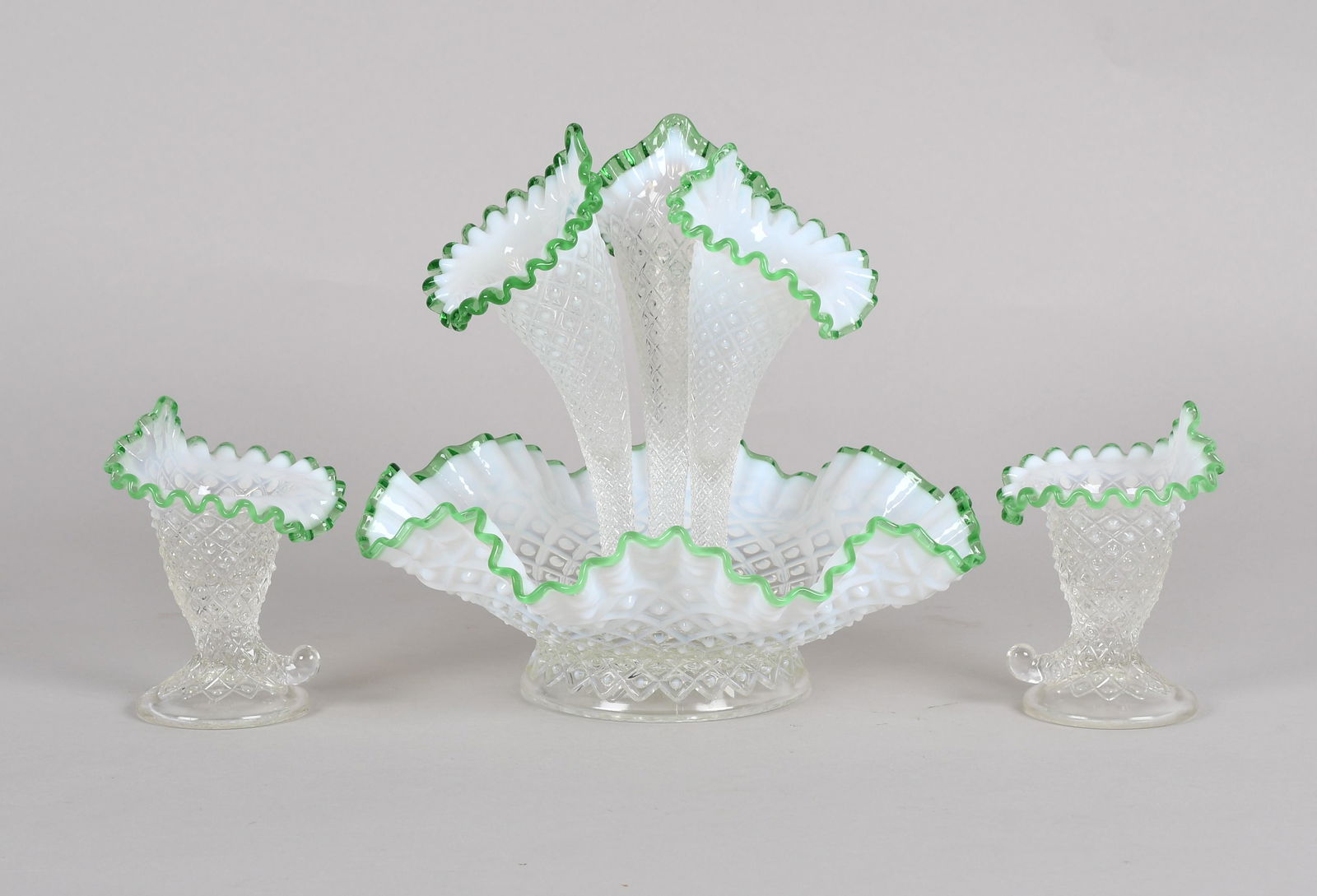 A Fenton Emerald Crest Epergne Set (1 of 10)