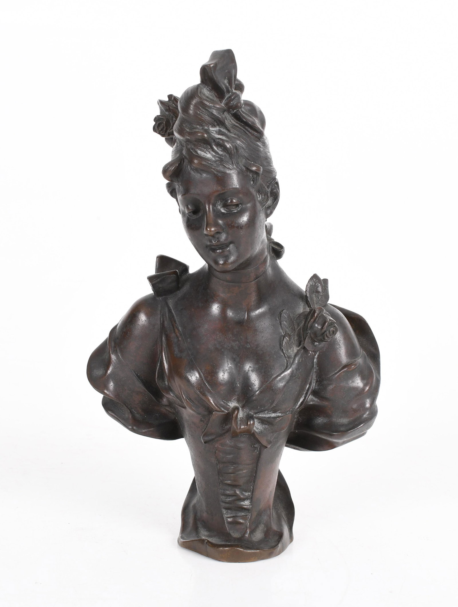 French Bronze Bust of a Woman, Victor Bruyneel (1 of 7)