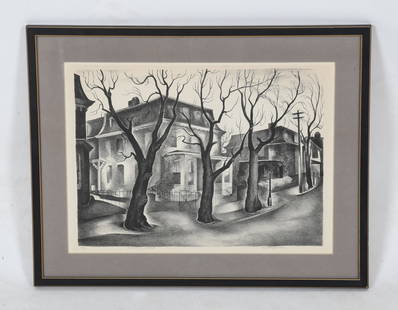 Benton Murdoch Spruance (1904 - 1967) lithograph: "Middle German", pencil signed and numbered 21/30. Dimensions:Sight is 10 3/4" x 14 3/4", the frame 14 3/4" x 18 3/4". Provenance:From a NJ collection.