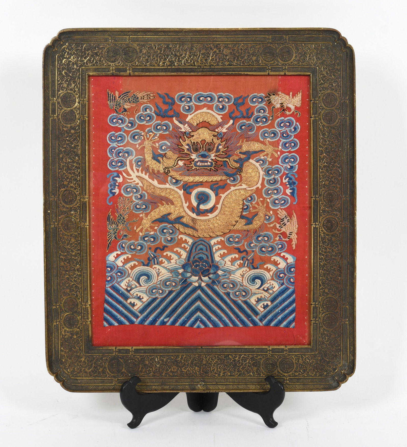 A Chinese Silk Rank Badge, Dragon (1 of 10)