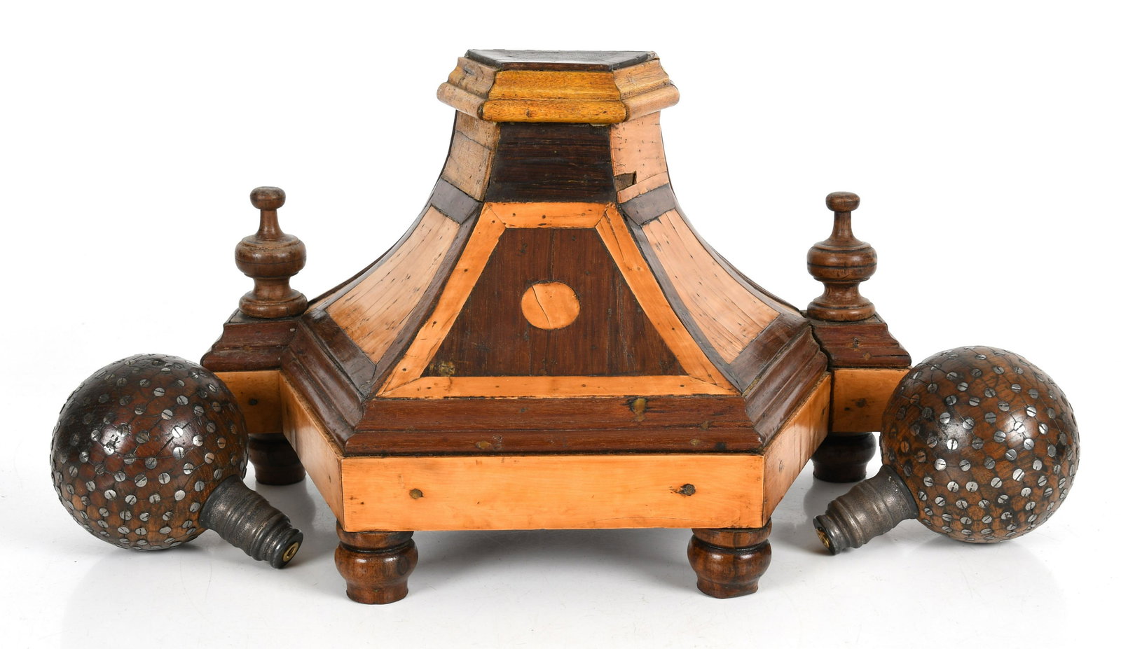 Spanish Colonial Plinth with Pair of Spherical Finials (1 of 9)