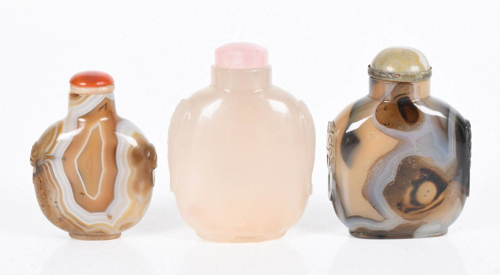 Three Chinese Snuff Bottles, Agate (1 of 10)