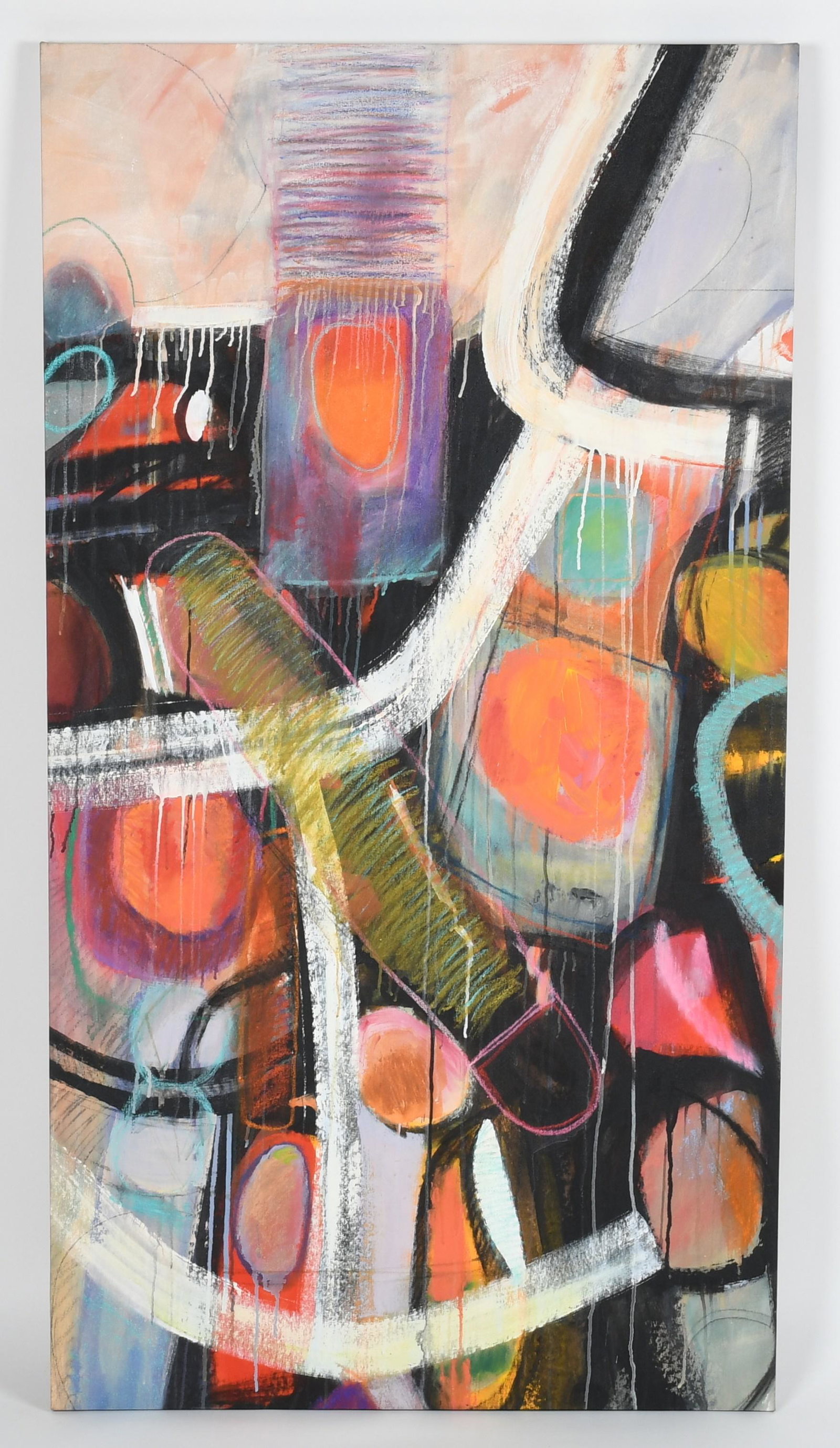 Helen Bershad (b. 1934) Oil on Canvas, Green Jump: "Green Jump", signed and dated for 1987 verso. Dimensions:41" x 76".