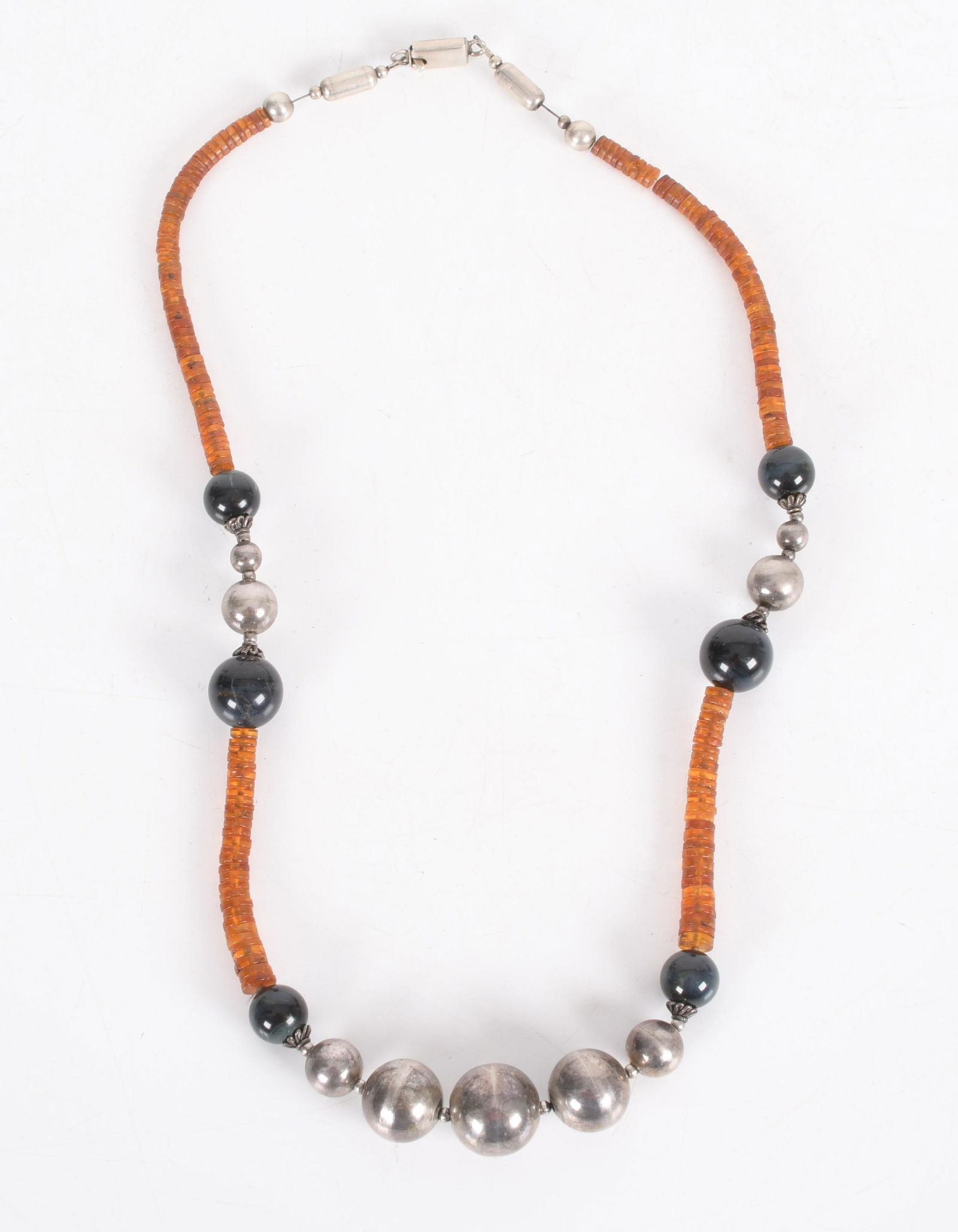 A Mexican Sterling, Amber and Stone Necklace (1 of 7)