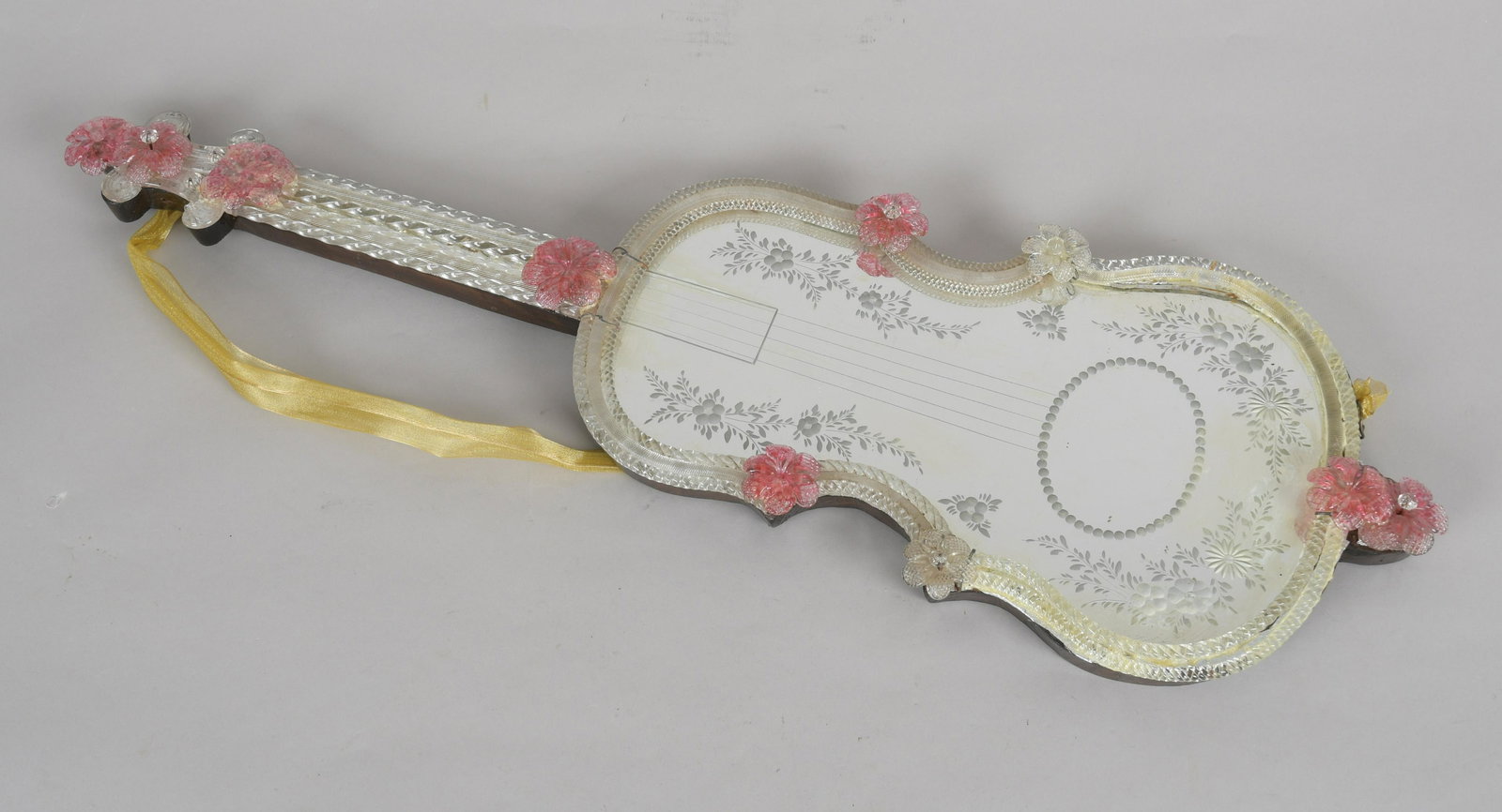 Venetian Acid Etched Glass Violin Form Mirror (1 of 10)