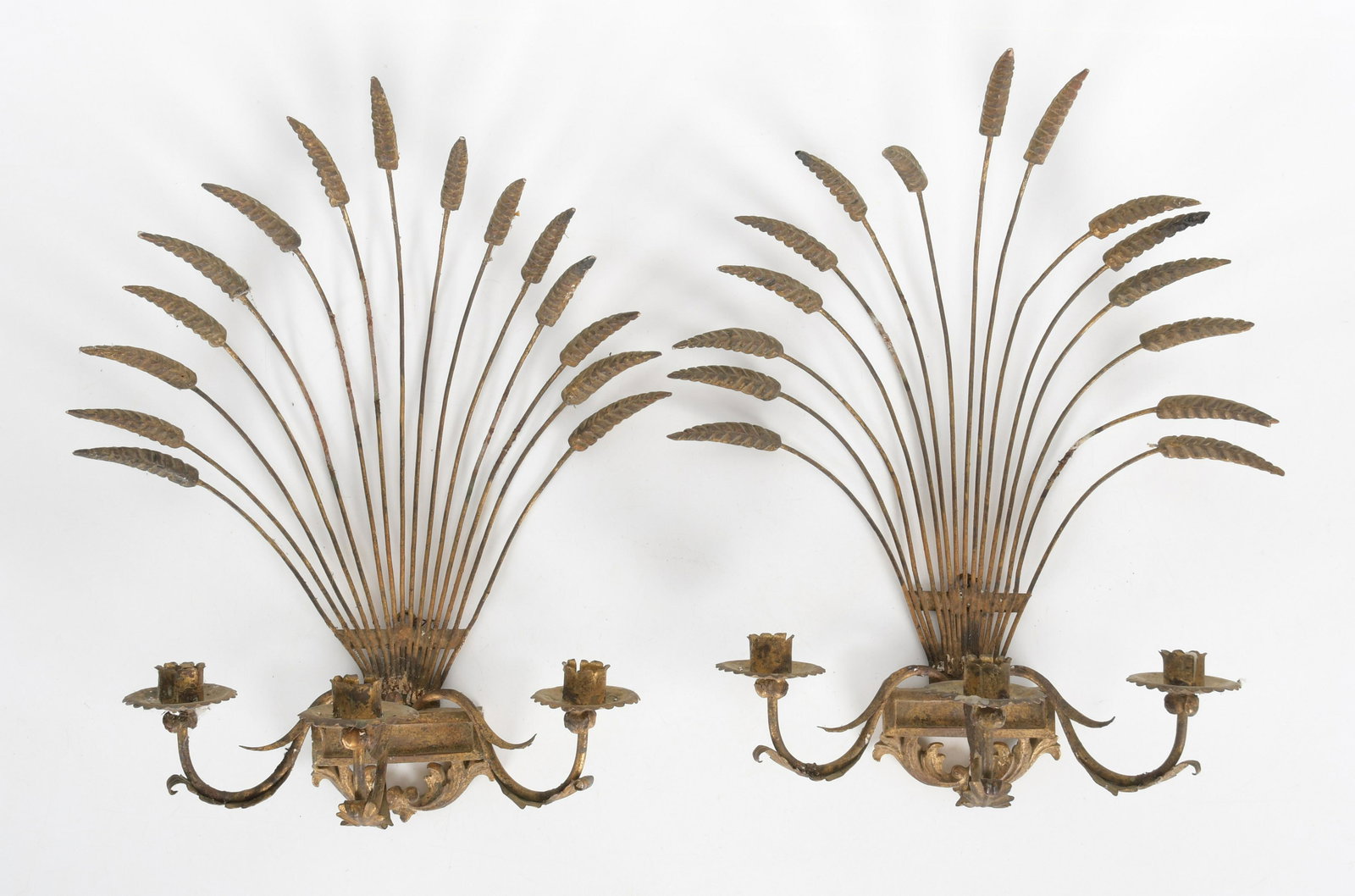 Pair Italian Baroque Giltwood and Tole Sconces (1 of 6)