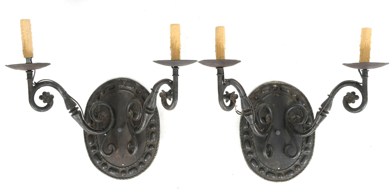 Pair of Arts and Crafts Style Wrought Iron Sconces (1 of 7)