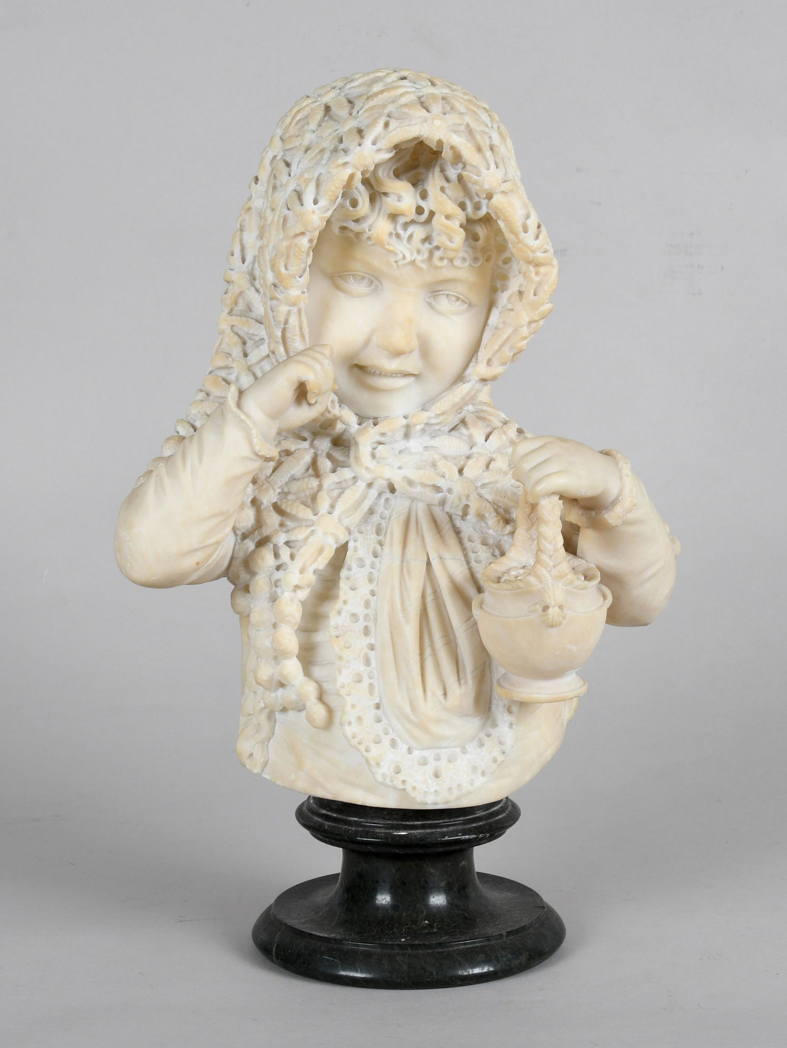 Italian Carved Alabaster Bust of a Young Girl (1 of 8)