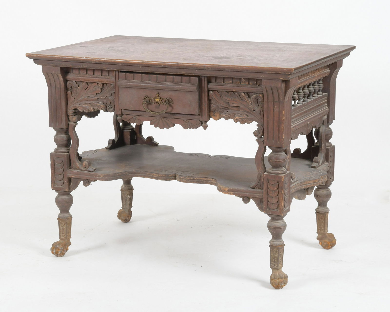 American Oak Library Table, Late 19th Century (1 of 8)