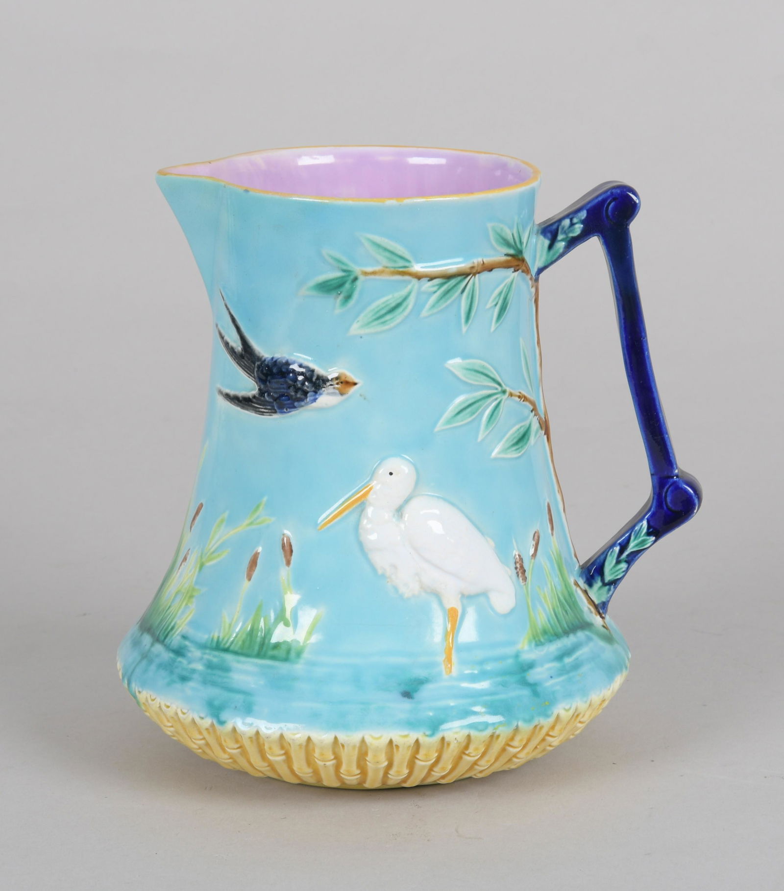 George Jones Majolica 'Stork in Marsh' Pitcher (1 of 6)