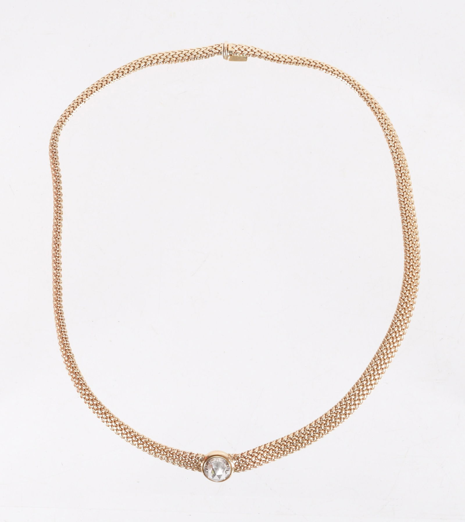 14K Necklace with Antique Rose Cut Diamond (1 of 6)