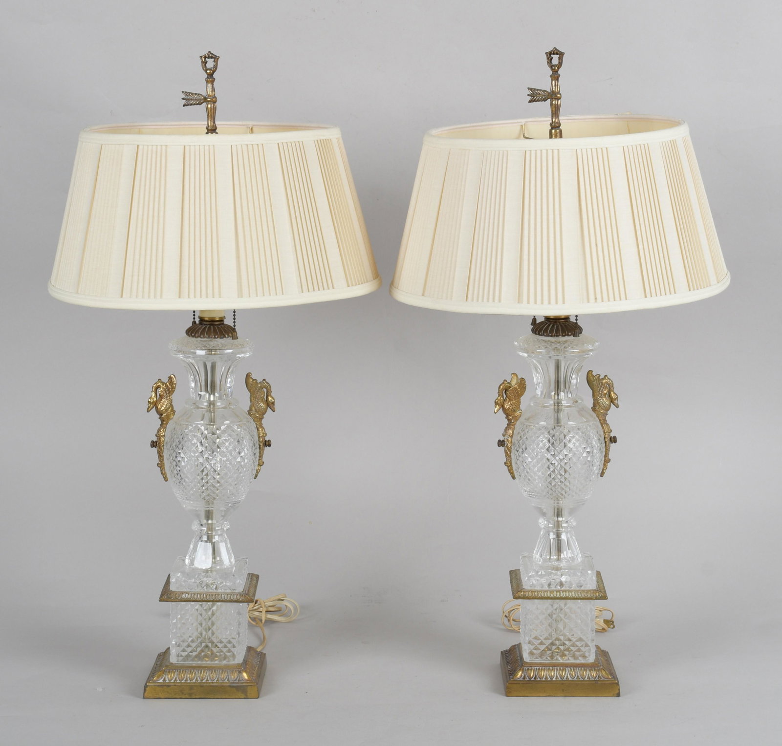 Pair of Neoclassical Style Molded Glass Lamps (1 of 6)