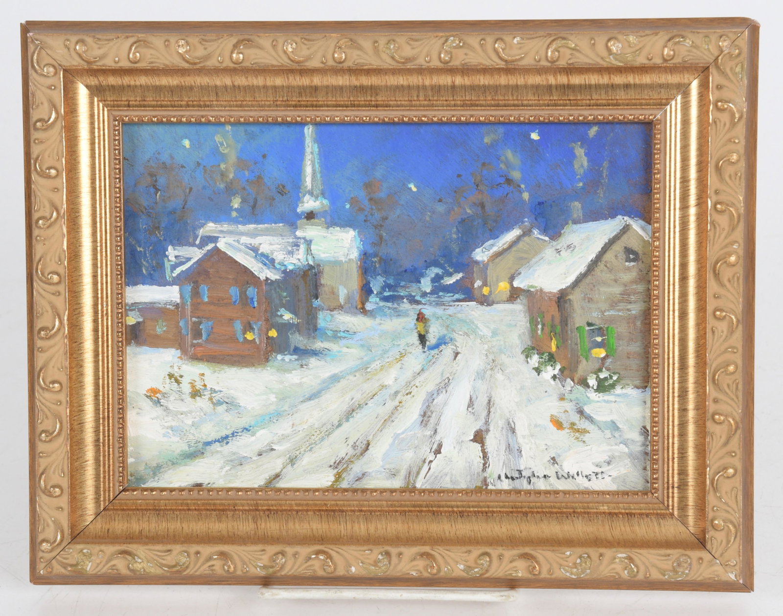 Christopher G. Willett (Born 1959) Road to Tinicum: Oil on Board, "Road to Tinicum, Bucks County, PA". Signed at the lower right. Dimensions: 5" x 7", the frame 7" x 9".