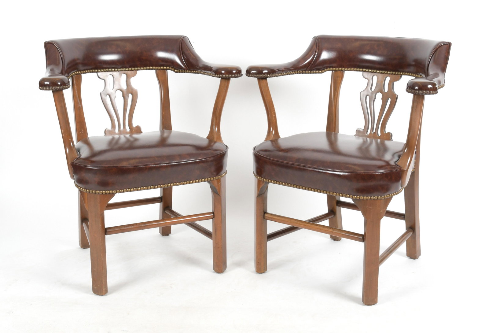 Pair of George III Style Library Armchairs (1 of 8)