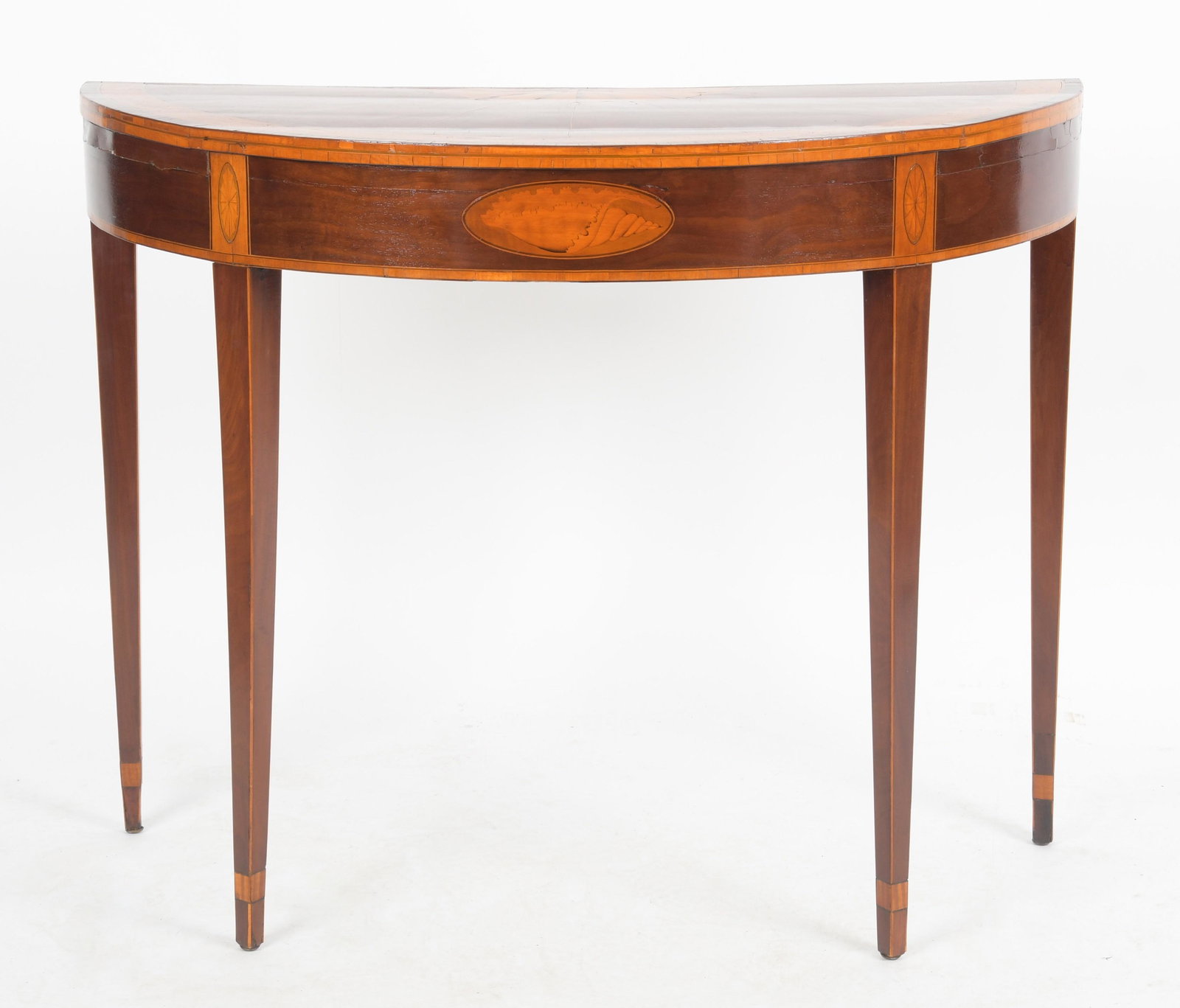 George III Inlaid Mahogany Demilune Side Table (1 of 12)