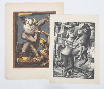 Benton Murdoch Spruance (1904 - 1967) Two Works: Two lithographs, "Broken Carousel", pencil signed, dated for 1950 (edition of 30) and "Death of the Minotaur", pencil signed, dated for 1953 (edition of 30).Dimensions:23" x 1