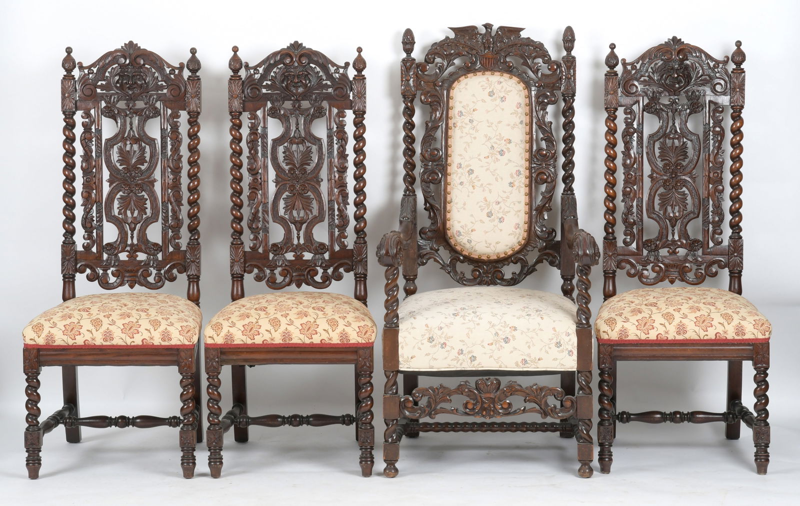 Four Renaissance Revival Oak Dining Chairs (1 of 11)