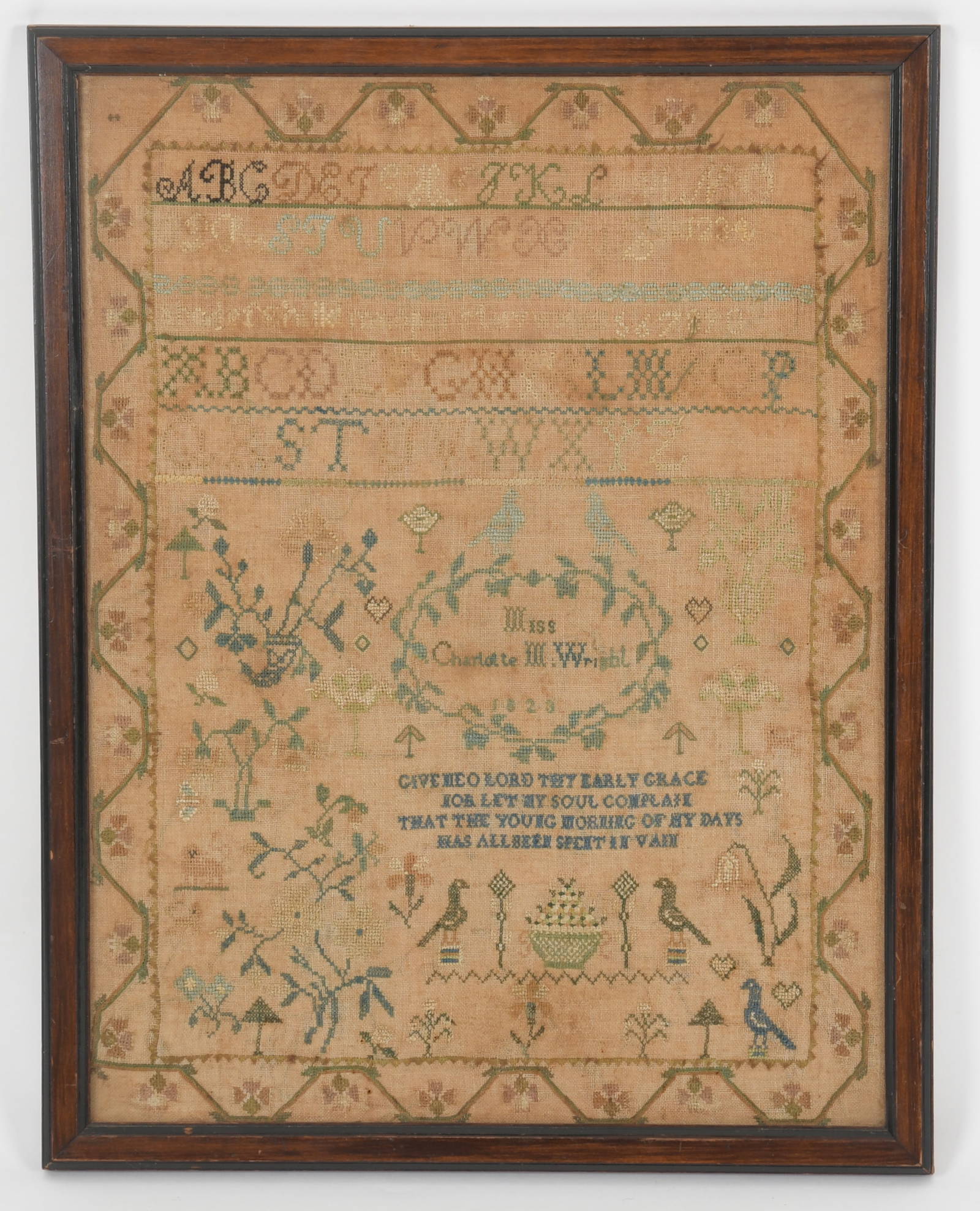 New Jersey Girlhood Needlework Sampler, 1823 Auction