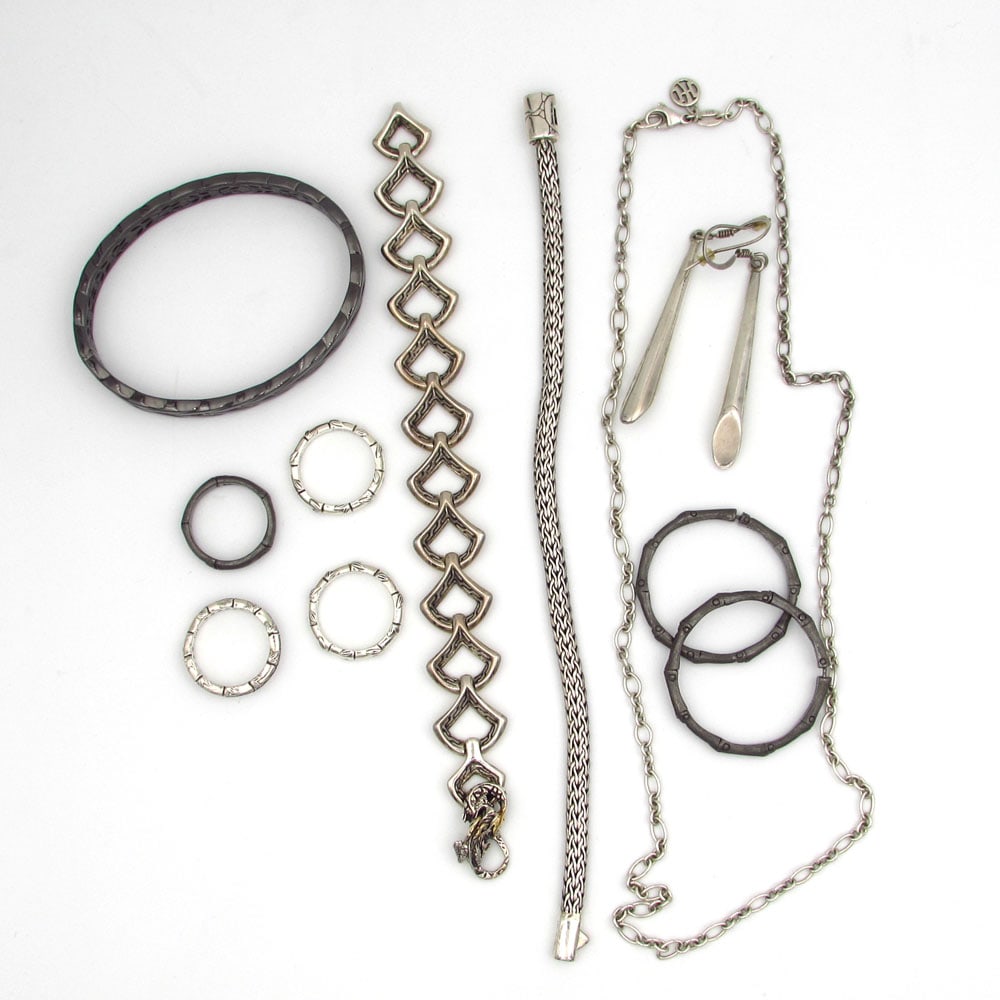 John Hardy Sterling Silver Bracelet, Ring Earrings (1 of 11)