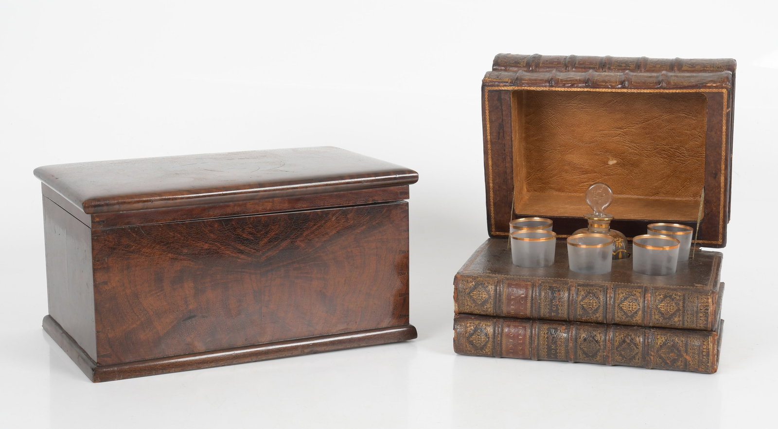 French Leather Book Spine Tantalus & Humidor (1 of 12)