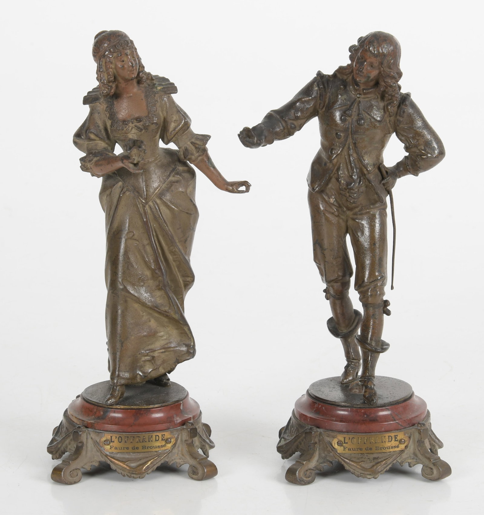 Pair of French Spelter Figures: L'Offrande (1 of 8)
