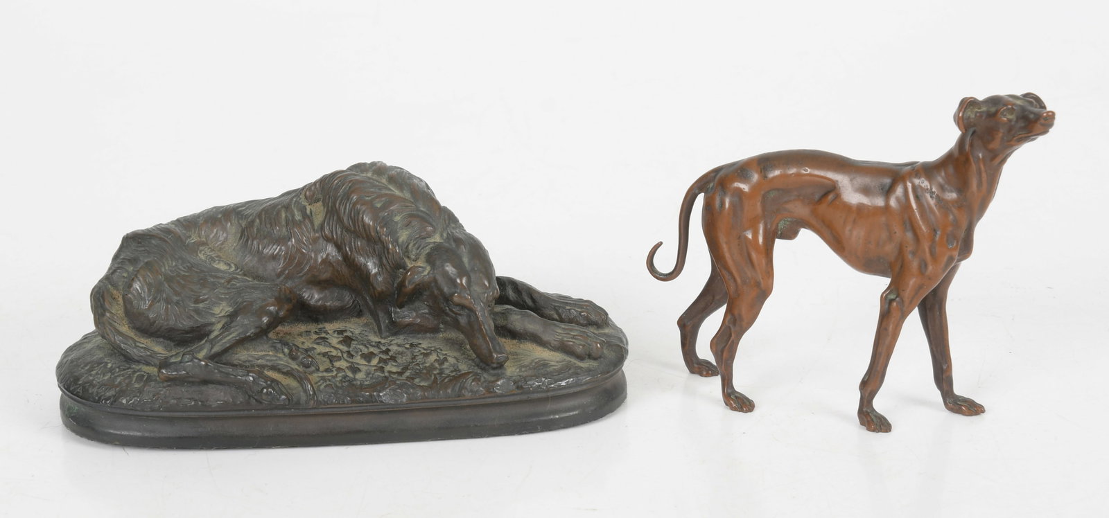 Two Patinated Bronze Models of Dogs (1 of 9)