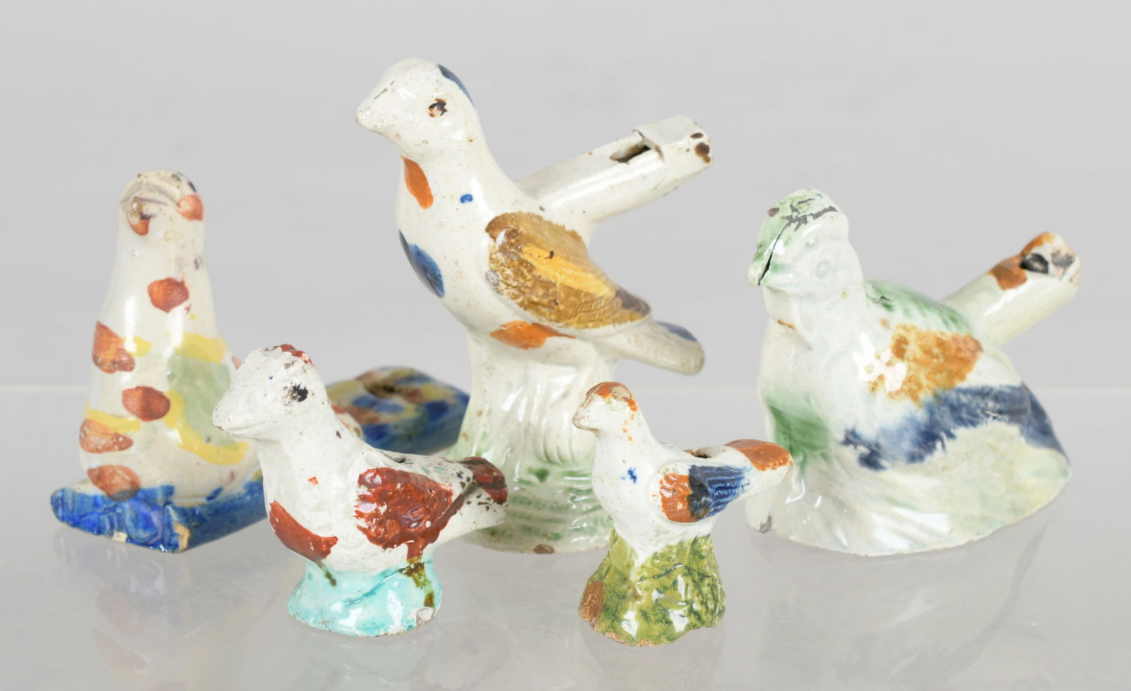 A Group of English Pearlware Bird Form Whistles (1 of 10)