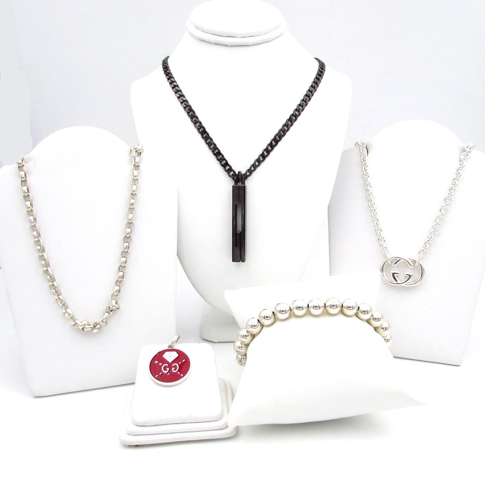 Five pc Gucci Sterling Silver Necklace Bracelet Lot (1 of 6)