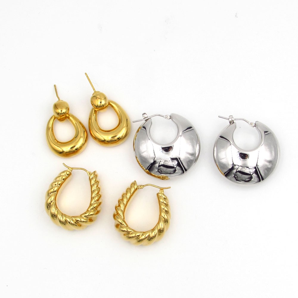 Three Pairs Of Milor 14k Gold Hoop Earrings