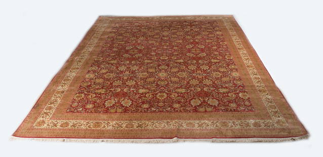 Persian Silk Room Size Carpet, 18ft 5in x 11ft 8in: A Persian Silk Carpet, 20th Century. Dimensions: Dimensions approximately 18ft 5in x 11ft 8in.Provenance: Property from a Chester County, Pennsylvania Estate.