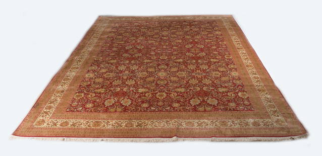 Persian Silk Room Size Carpet, 18ft 5in x 11ft 8in: A Persian Silk Carpet, 20th Century.Dimensions: Dimensions approximately 18ft 5in x 11ft 8in. Provenance: Property from a Chester County, Pennsylvania Estate. 