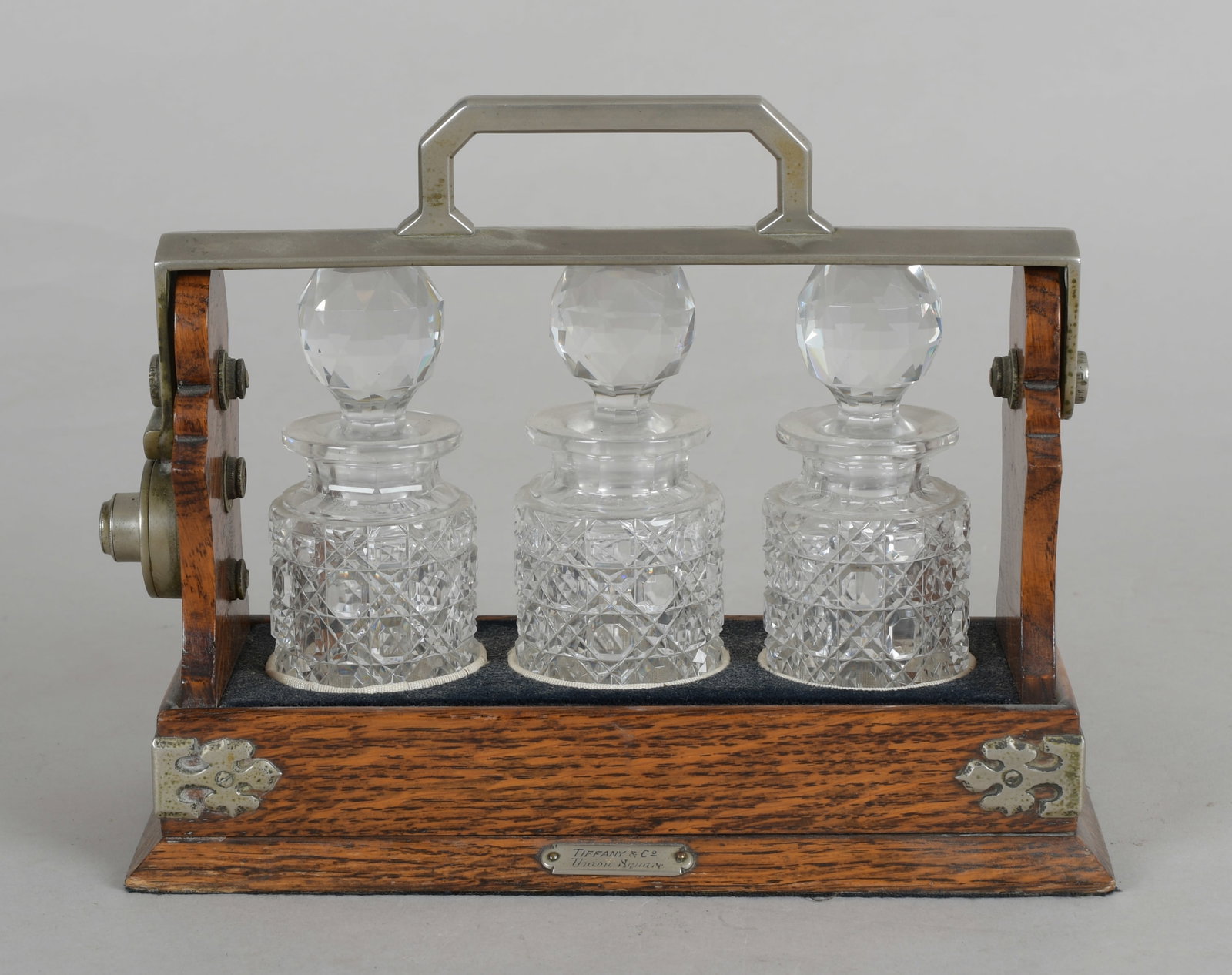 English Oak Tantalus, Retailed by Tiffany & Co. (1 of 8)