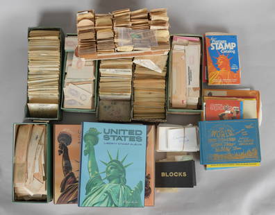 A Large Collection of Stamps: Comprising: a large group of a variety of well over 1000 American stamps ranging circa 1890's to 1970's, precancels and unused, including various early 20th century US Airmail s