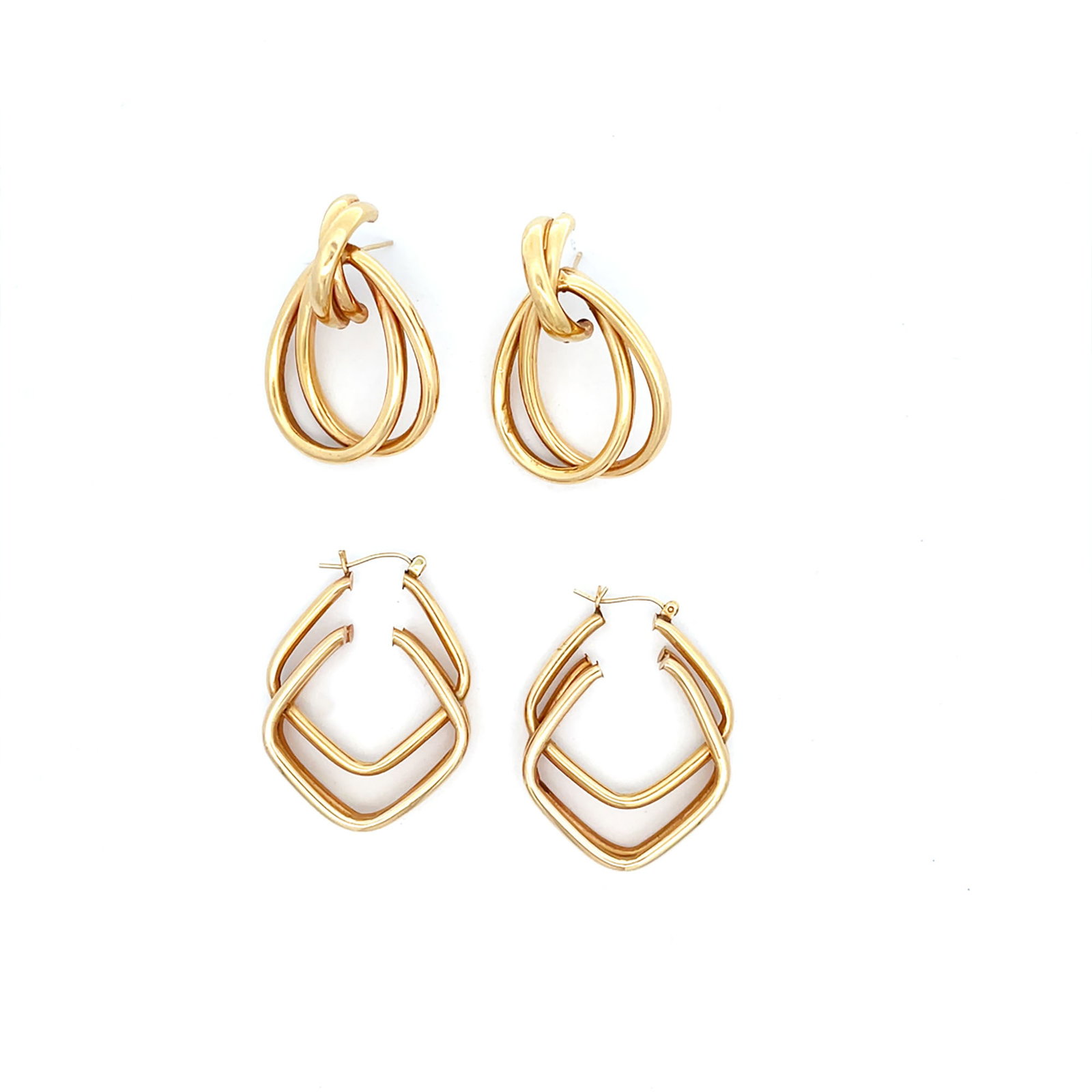 Two Pairs of 14K Yellow Gold Earrings (1 of 3)