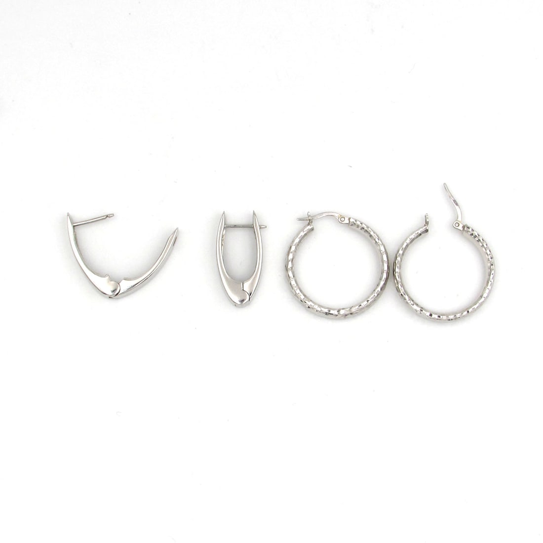 Twp Pair 14K White Gold Hoop Earrings (1 of 5)