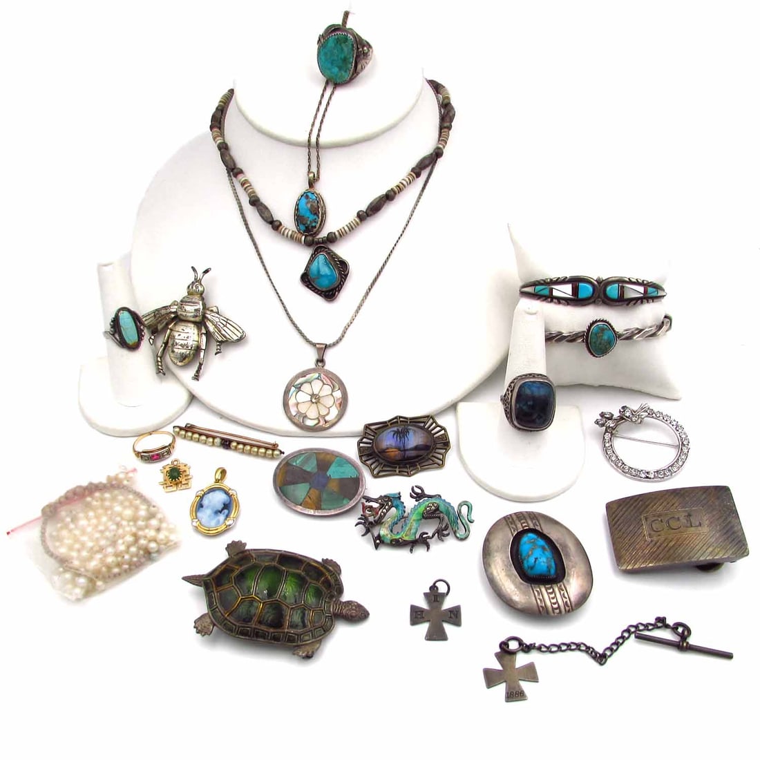 Twenty-Two 14K, 18K, Sterling Necklace Ring Pin (1 of 10)