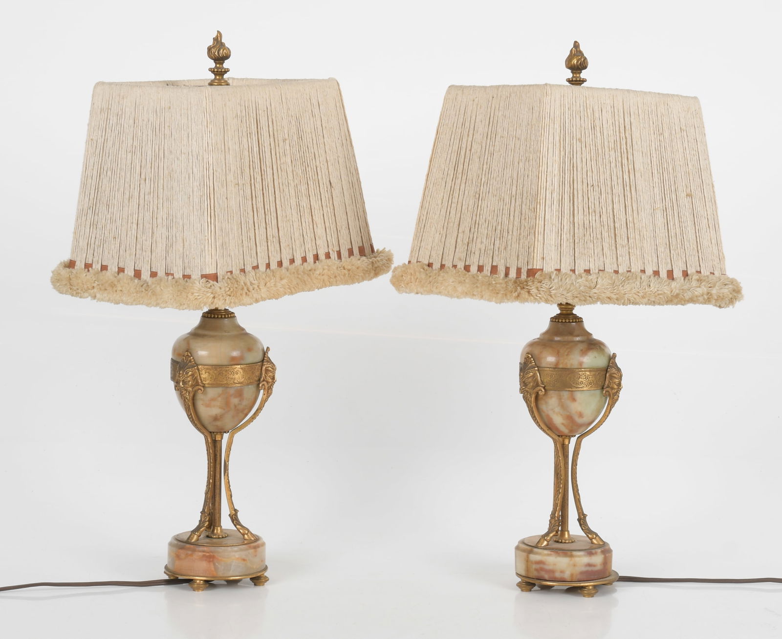 Pair of Louis XVI Style Gilt Bronze and Onyx Table Lamps (1 of 8)